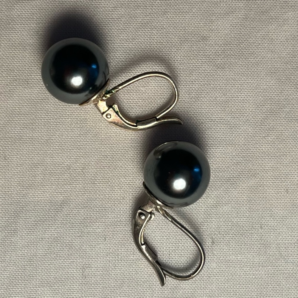 Medium grey pearl style earrings